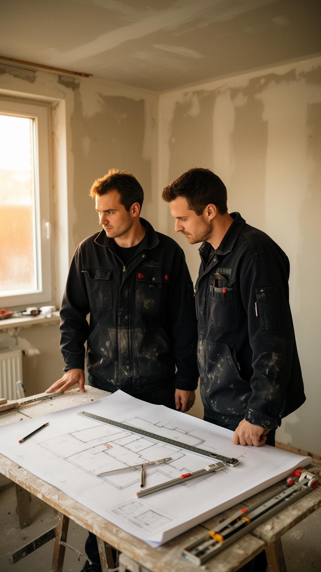 Handwerker bei der Arbeit auf der Baustelle